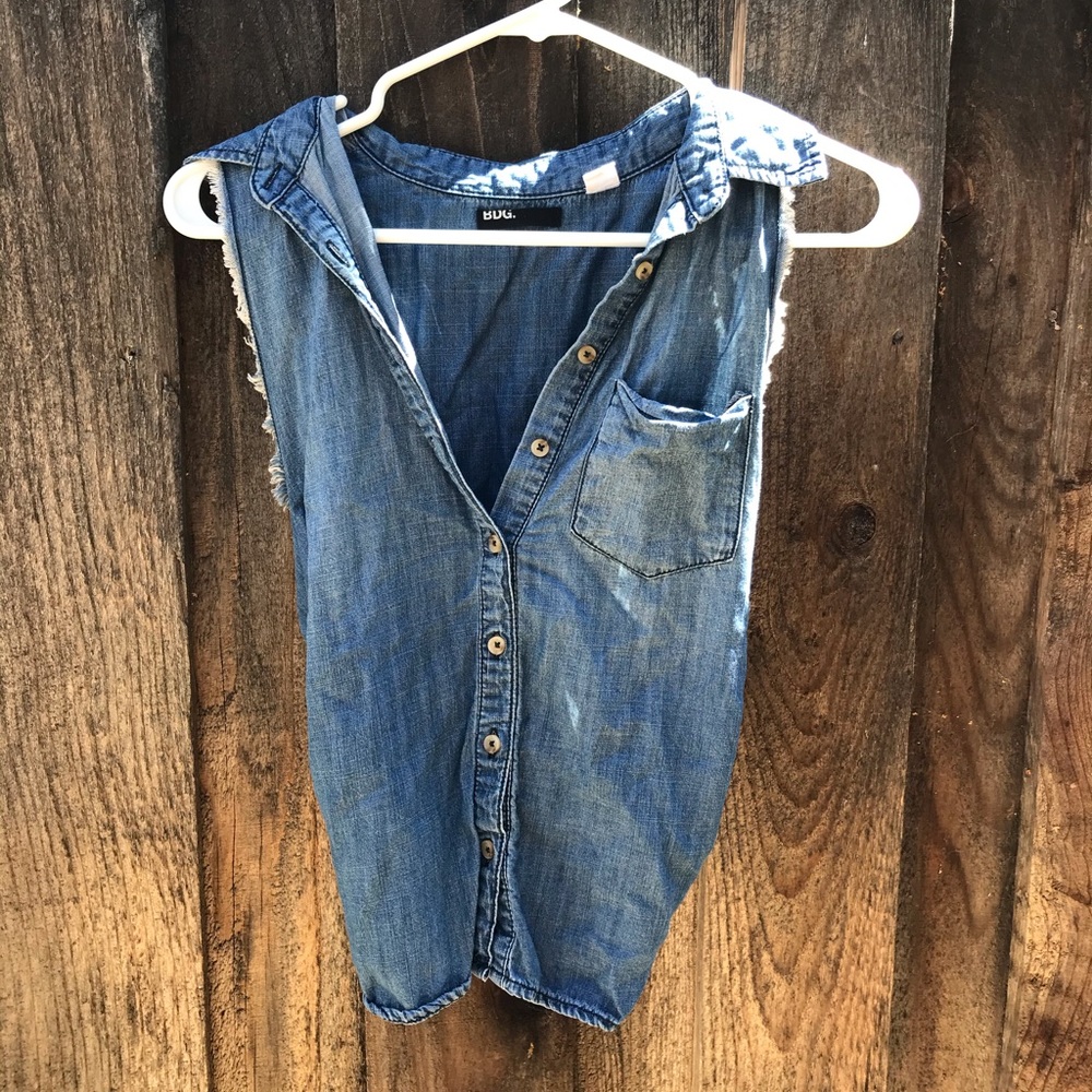 Sleeveless Tie-Back Denim Top